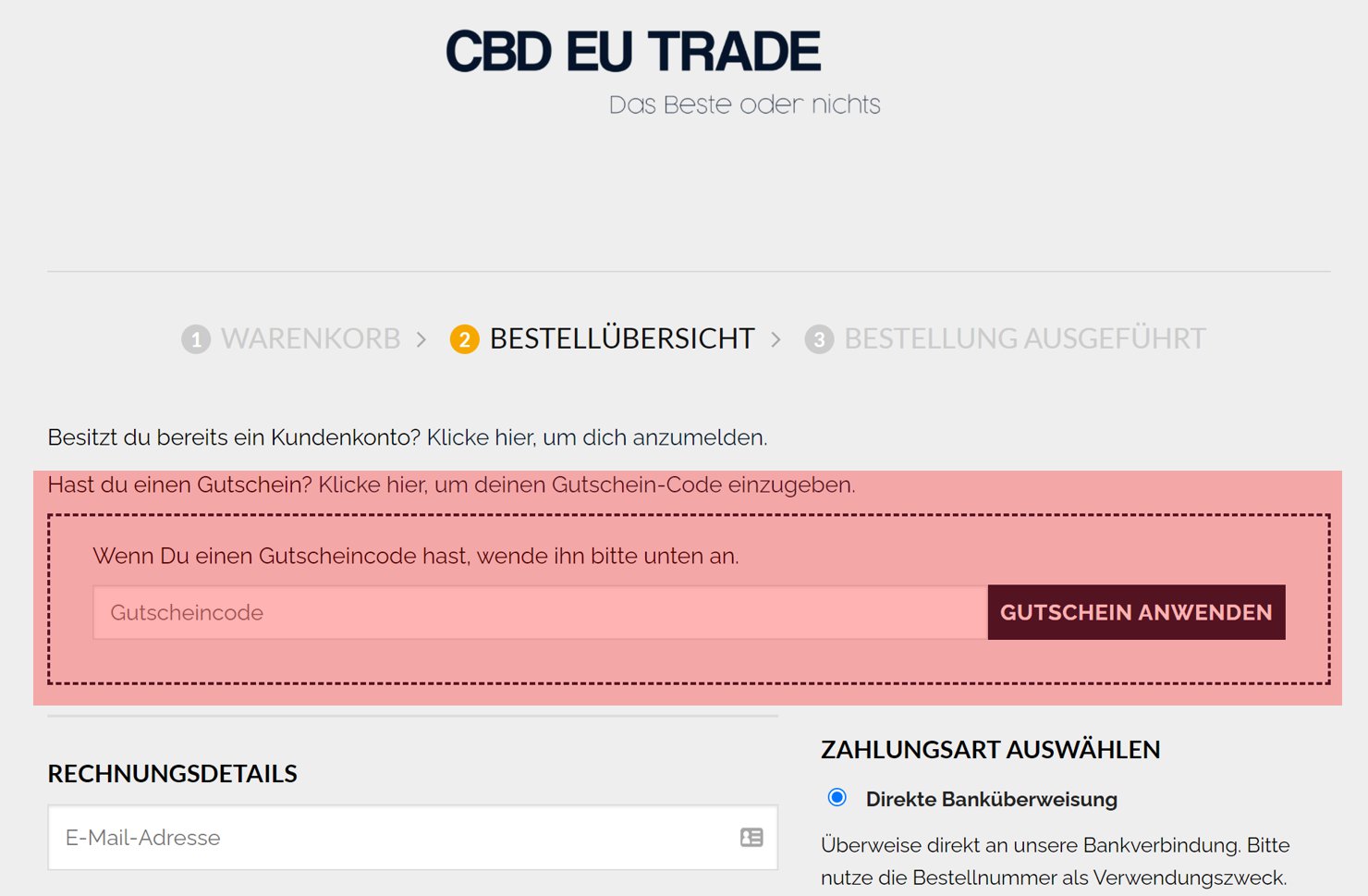 wie ist ein CBD EU Trade Gutscheincode einzulösen