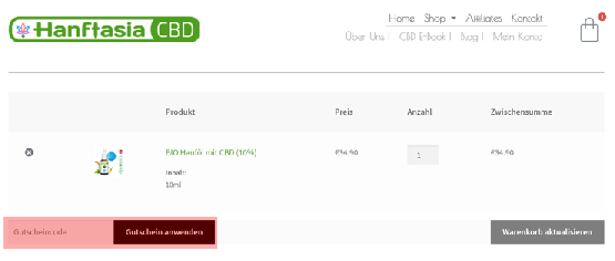 wie wird ein hanftasia cbd Gutscheincode eingeloest