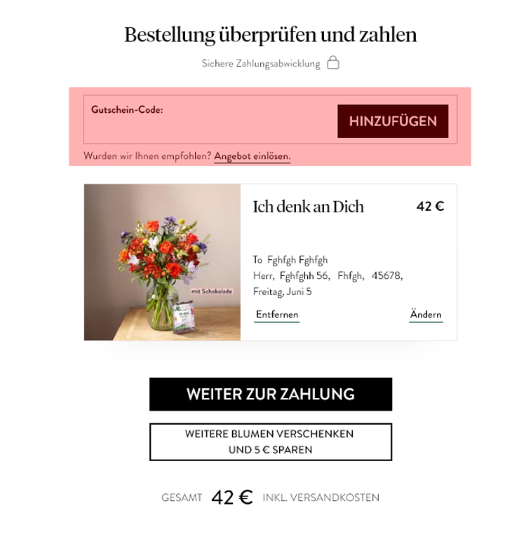 wie ist ein Bloomandwild Gutscheincode einzulösen