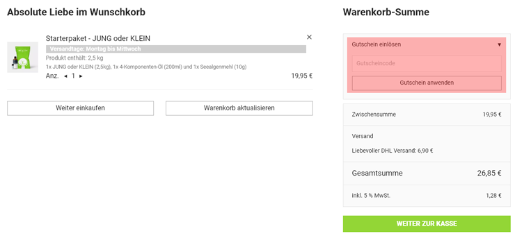 wie ist ein Fellfreude  Gutscheincode einzulösen