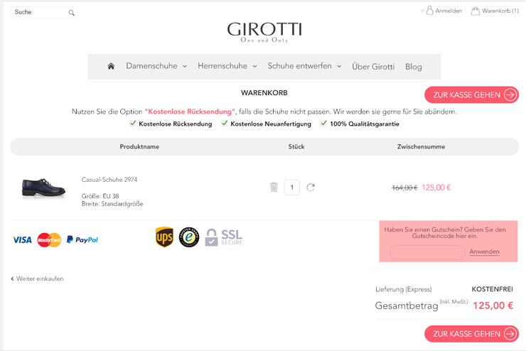 wie ist ein Girotti Gutscheincode einzulösen