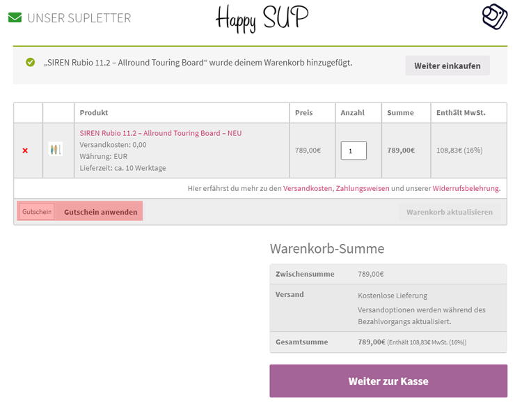 wie ist ein Happysup Gutscheincode einzulösen