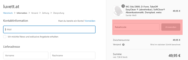 wie ist ein Luvett Gutscheincode einzulösen