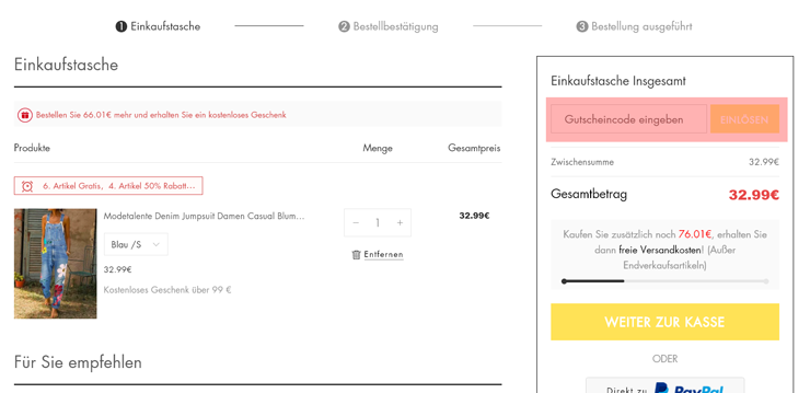 wie ist ein Modetalente Gutscheincode einzulösen