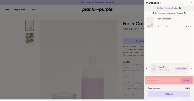 wie ist ein Plantsarepurple Gutscheincode einzulösen