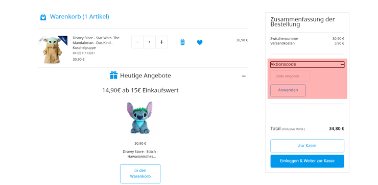 wie ist ein Shopdisney Gutscheincode einzulösen