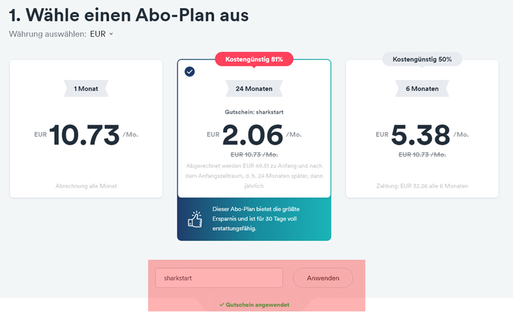wie ist ein Surfshark Gutscheincode einzulösen