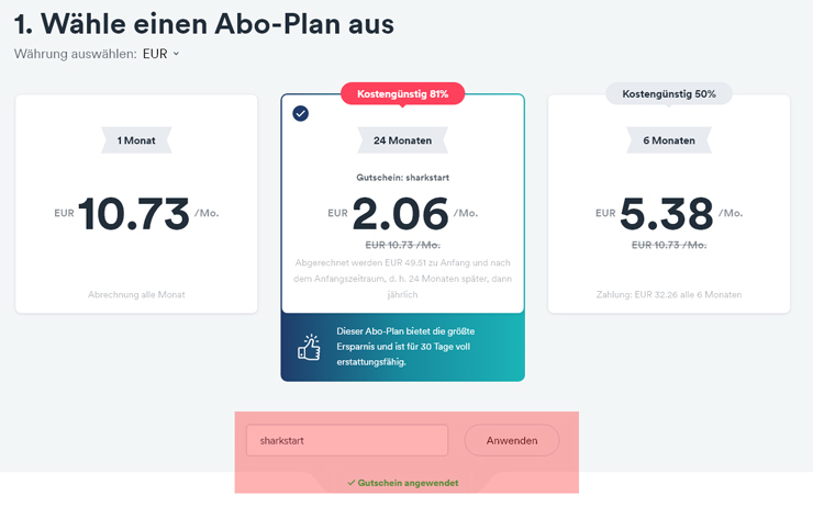 wie ist ein Surfshark Gutscheincode einzulösen