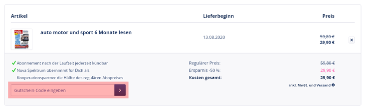 wie ist ein abo einfach Gutscheincode einzulösen