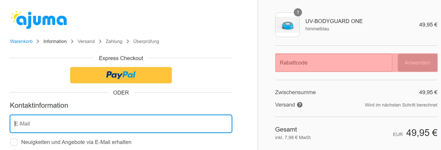 wie ist ein Ajuma Gutscheincode einzulösen