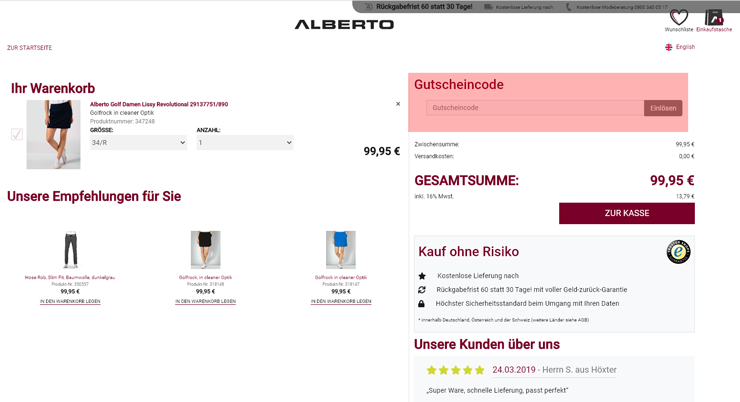 wie ist ein Alberto Gutscheincode einzulösen