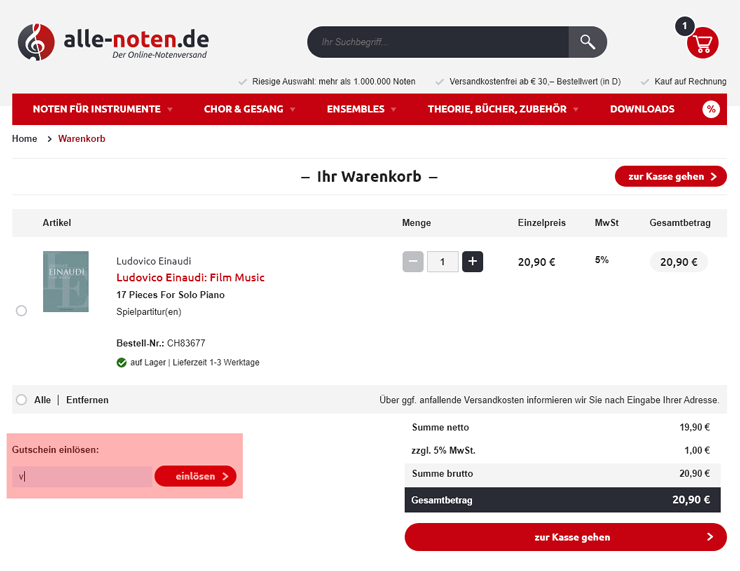 wie ist ein AlleNoten.de Gutscheincode einzulösen