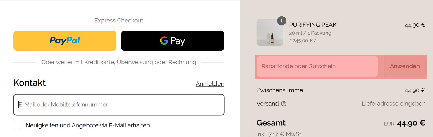 wie ist ein Alpinulin Gutscheincode einzulösen