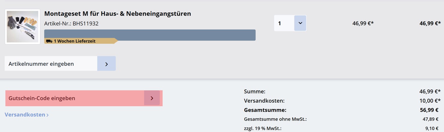 wie ist ein Alutürenland Gutscheincode einzulösen