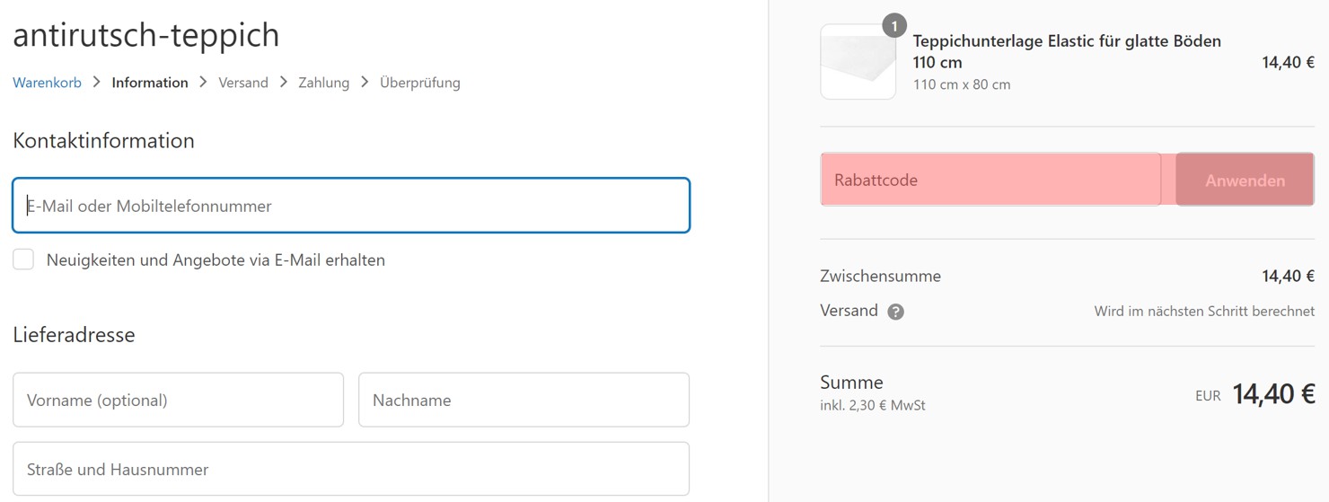wie ist ein Antirutsch Teppich Gutscheincode einzulösen