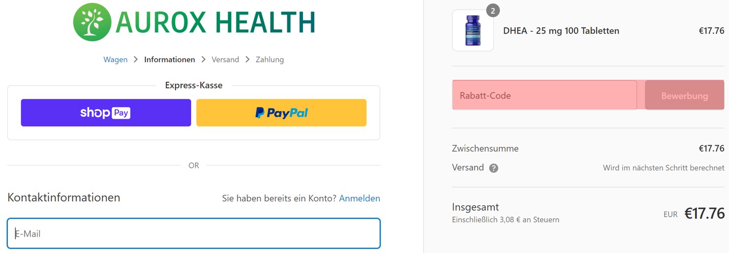 wie ist ein Aurox Health Gutscheincode einzulösen