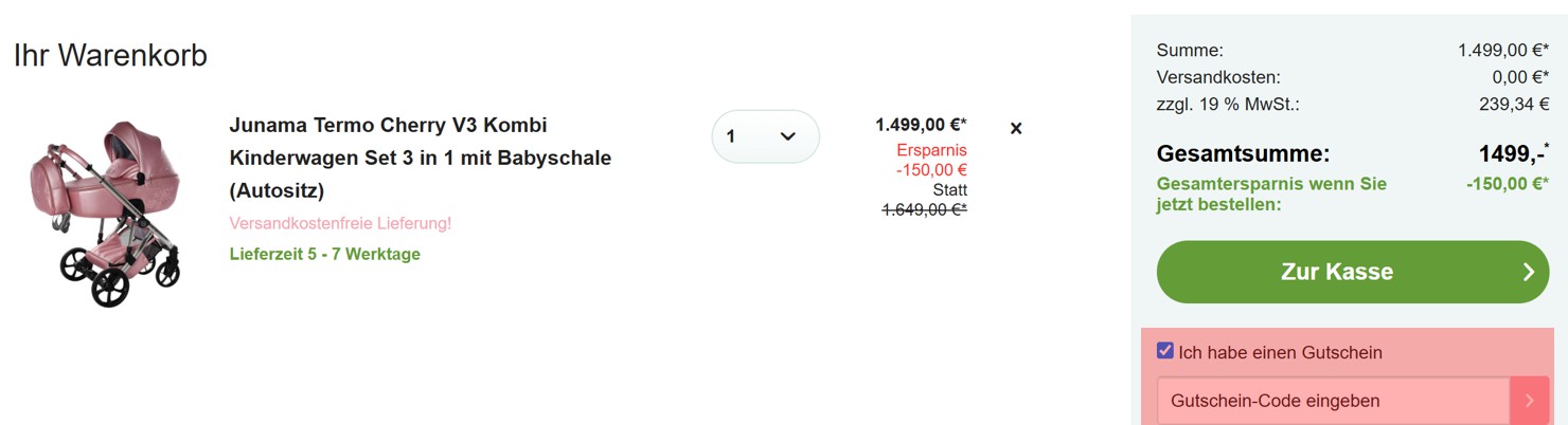 wie ist ein Babywelt Sulingen Gutscheincode einzulösen