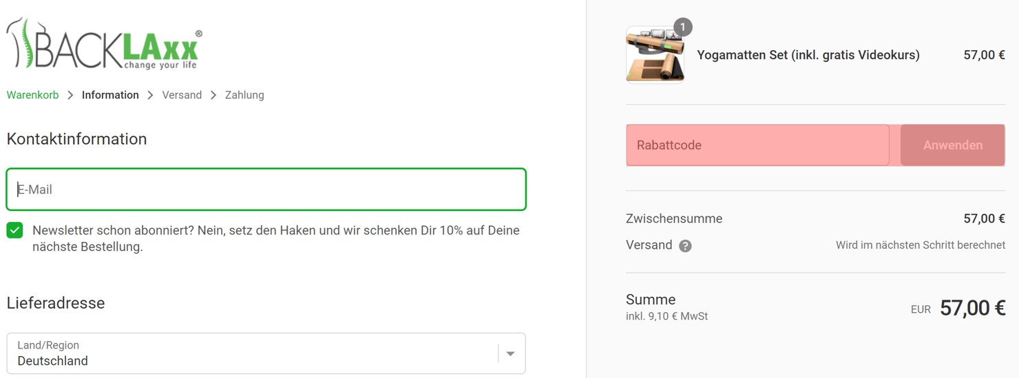 wie ist ein BACKLAxx Gutscheincode einzulösen