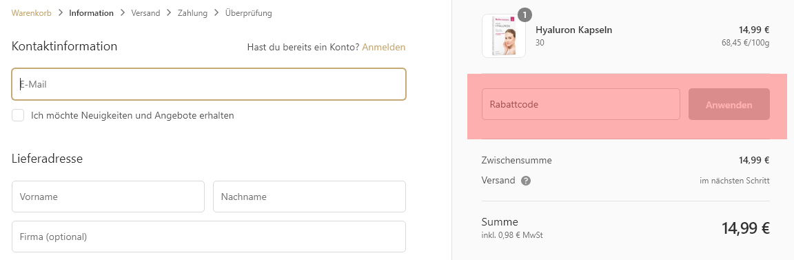 wie ist ein Bakanasan Gutscheincode einzulösen