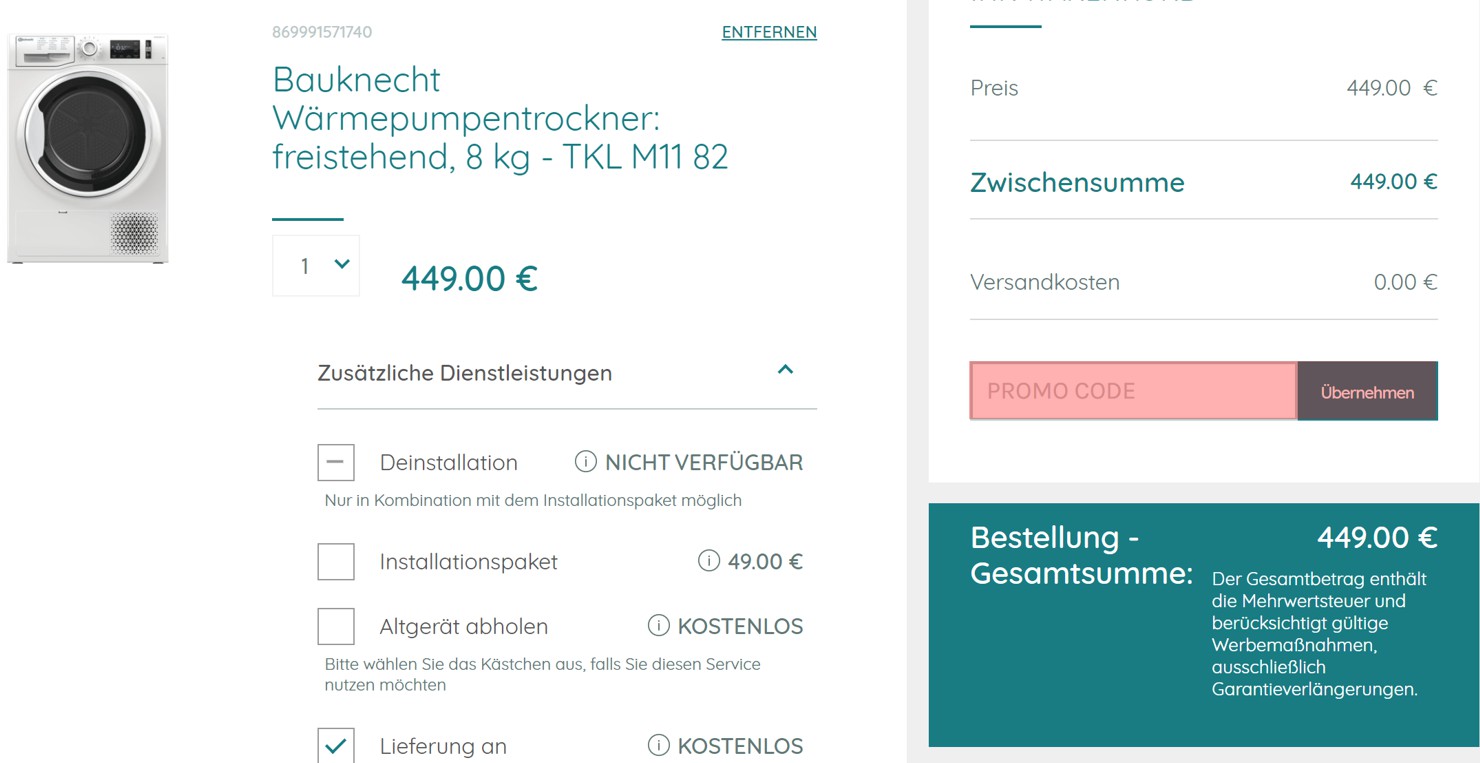 wie ist ein Bauknecht Gutscheincode einzulösen