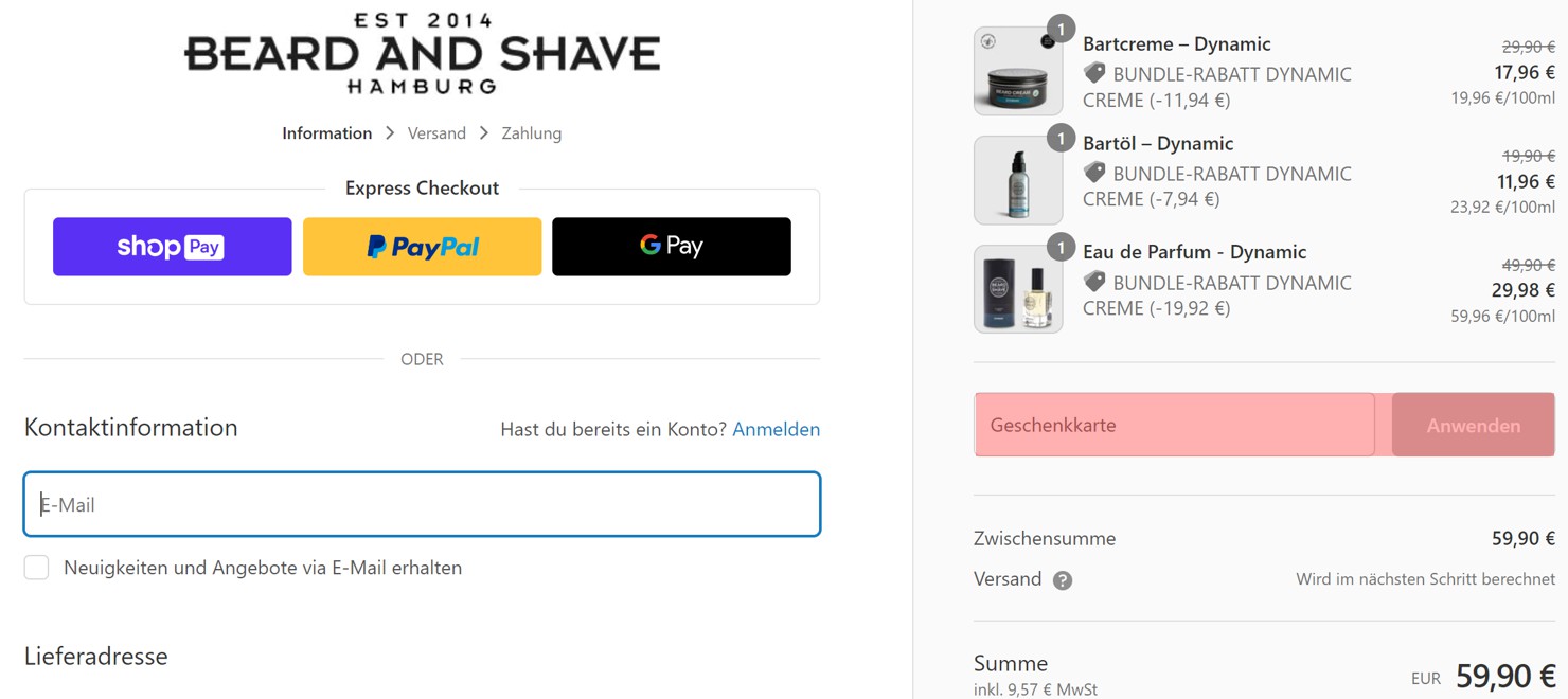 wie ist ein Beard and Shave Gutscheincode einzulösen