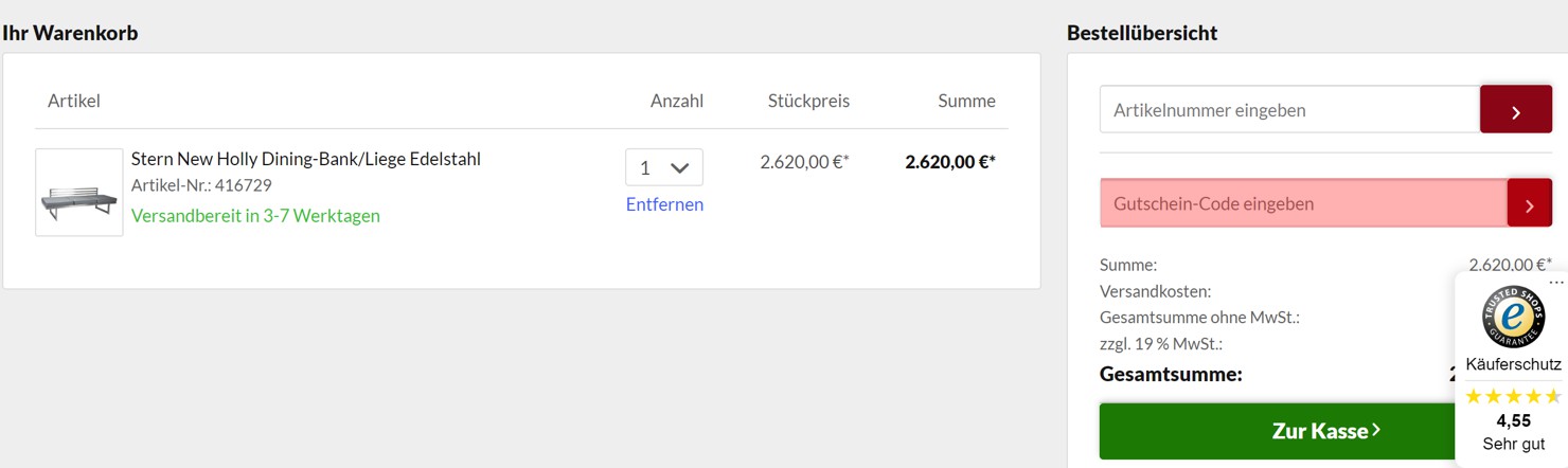 wie ist ein Beckhuis Gutscheincode einzulösen