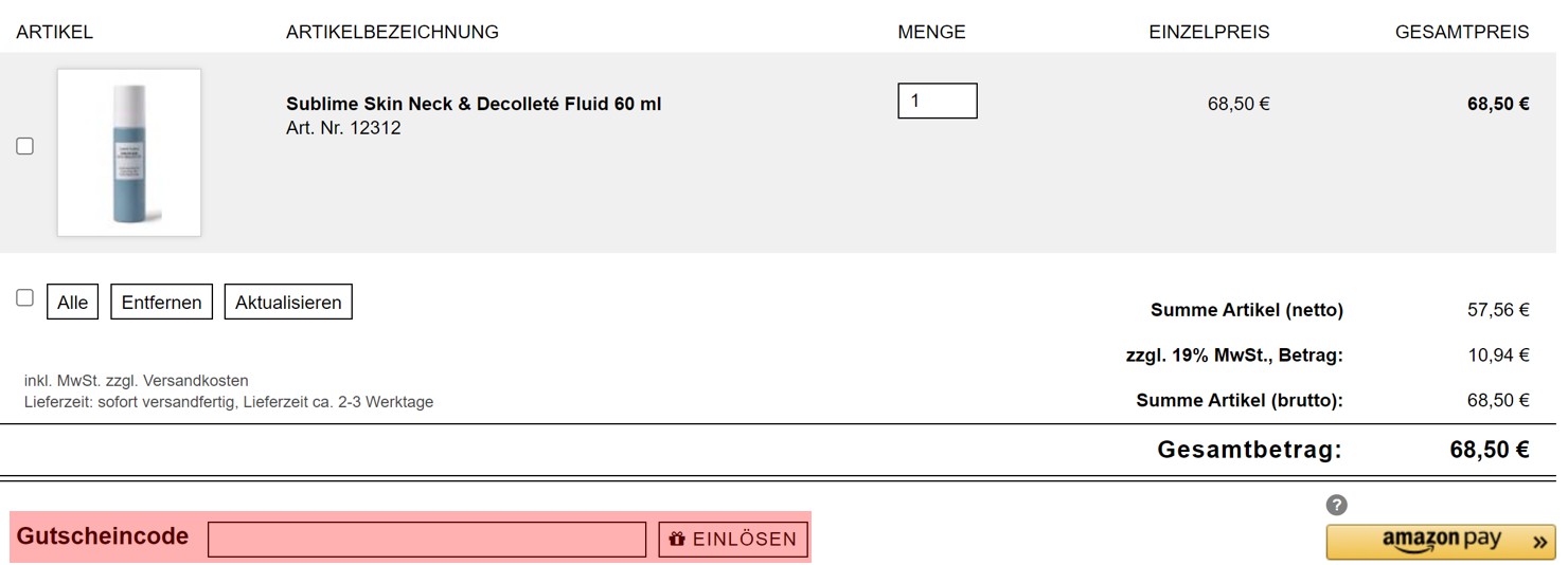 wie ist ein Bestkosmetik Gutscheincode einzulösen