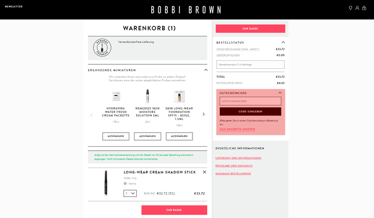 wie ist ein Bobbibrown Gutscheincode einzulösen