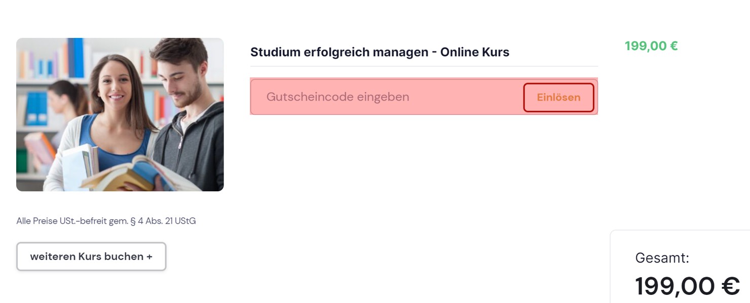 wie ist ein Business & Management Akademie Gutscheincode einzulösen