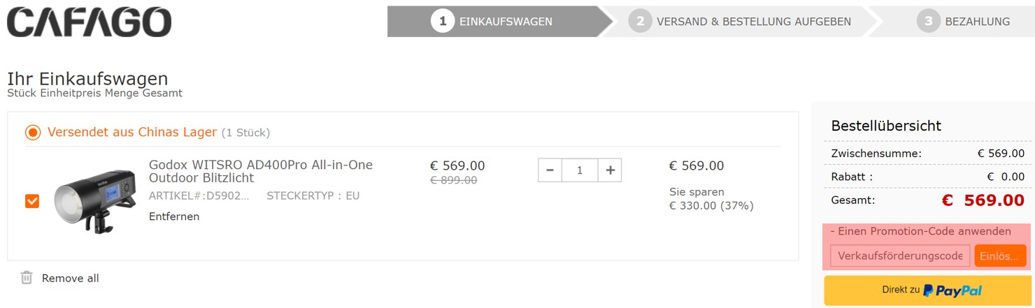 wie ist ein Cafago Gutscheincode einzulösen