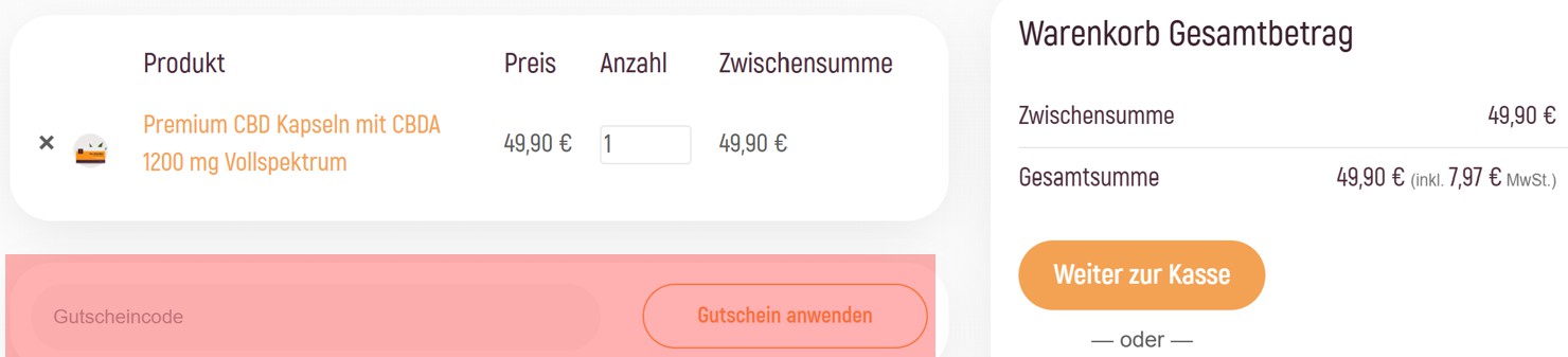 wie ist ein Cannadoca Gutscheincode einzulösen
