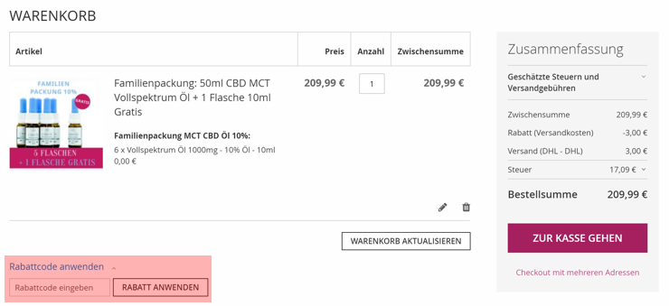 wo ist ein CBD Nature Gutscheincode einzulösen