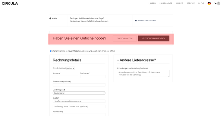 wie ist ein Circula Watches  Gutscheincode einzulösen