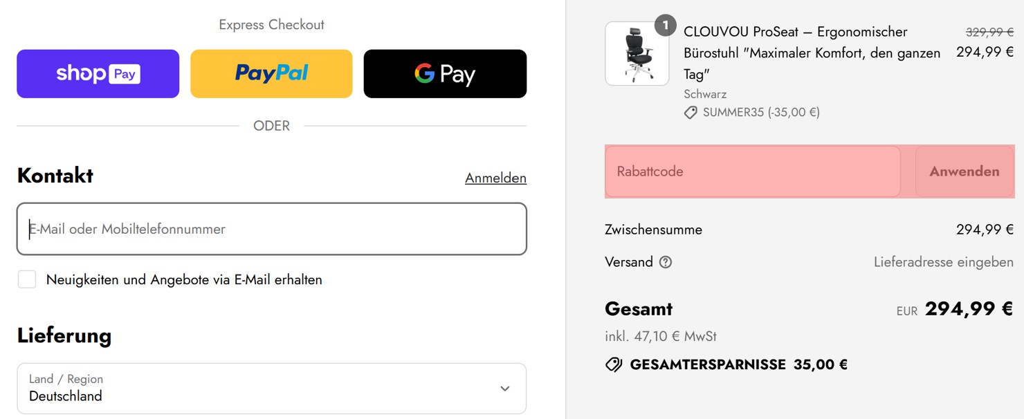 wie ist ein Clouvou Gutscheincode einzulösen