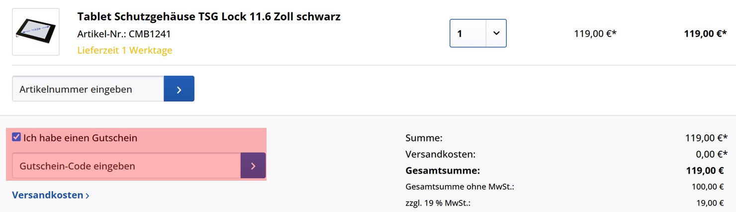 wie ist ein CMB-Systeme Gutscheincode einzulösen