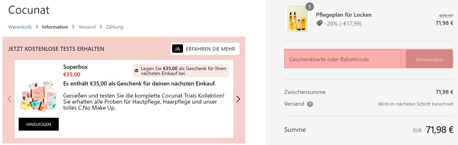 wie ist ein Cocunat Gutscheincode einzulösen