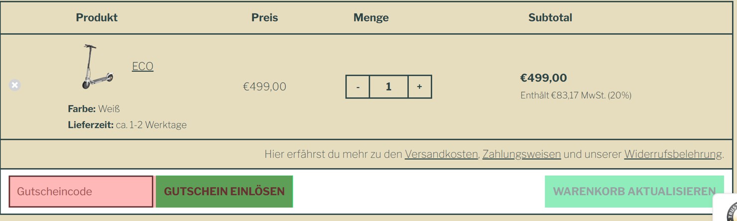 wie ist ein comscoot Gutscheincode einzulösen