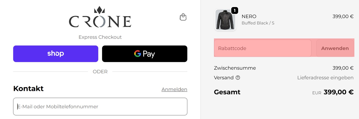 wie ist ein Crone Gutscheincode einzulösen