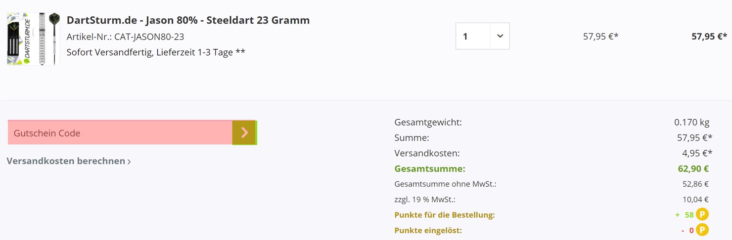 wie ist ein Dartsturm Gutscheincode einzulösen