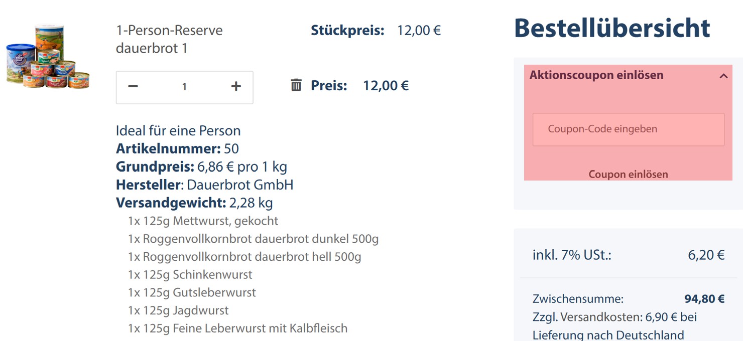 wie ist ein Dauerbrot.de Gutscheincode einzulösen