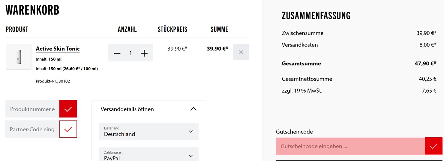 wie ist ein Derma SR Gutscheincode einzulösen