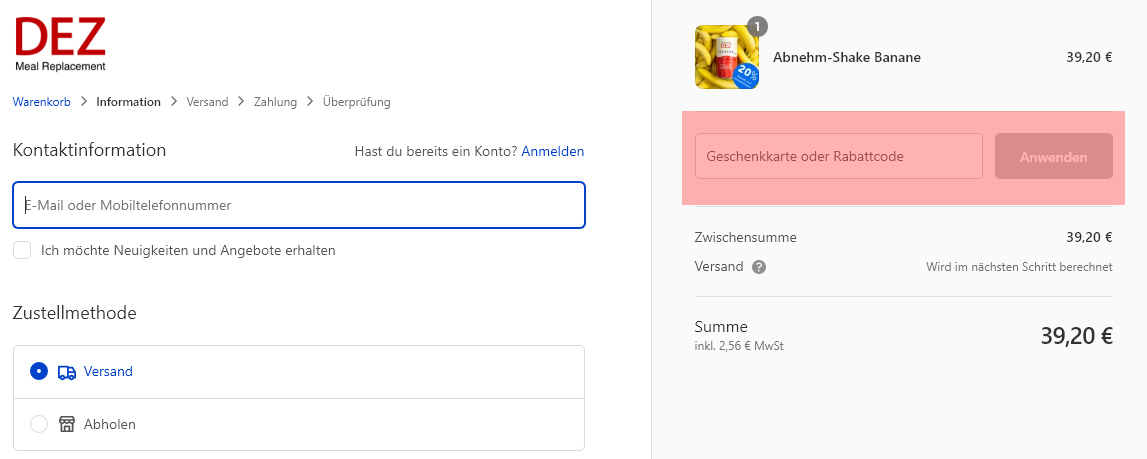 wie ist ein Dezshop Gutscheincode einzulösen