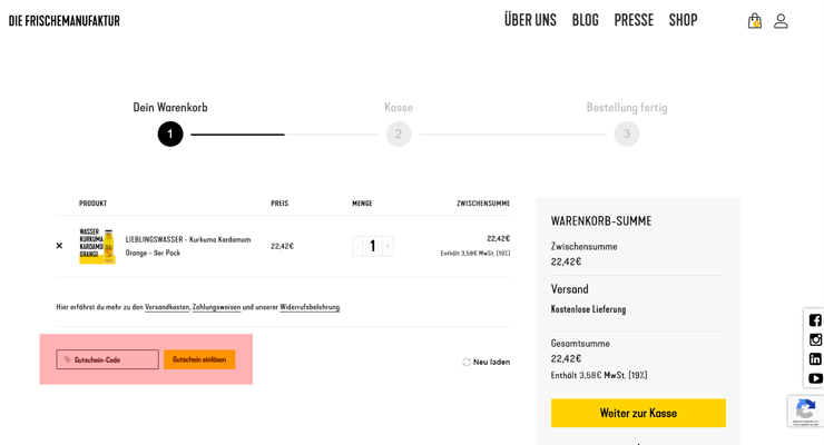 wie ist ein Die Frischemanufaktur Gutscheincode einzulösen