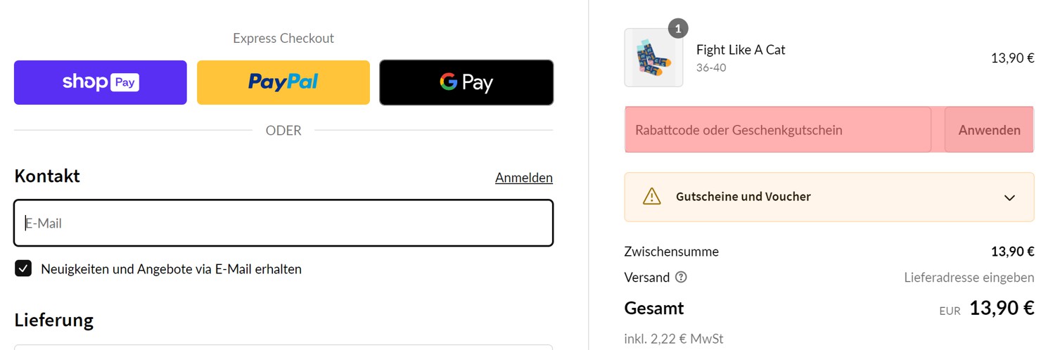 wie ist ein DillySocks Gutscheincode einzulösen