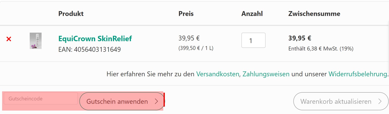 wie ist ein EquiCrown  Gutscheincode einzulösen