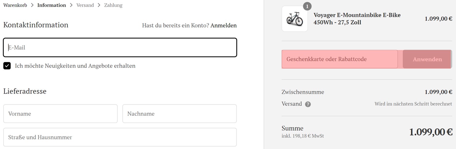 wie ist ein Eskute Bike Gutscheincode einzulösen