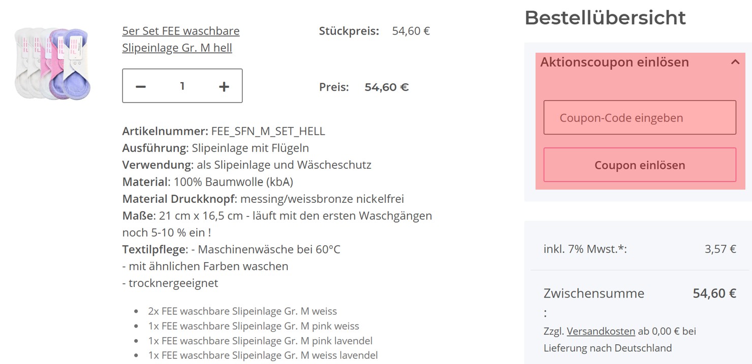 wie ist ein FEE Cup Gutscheincode einzulösen