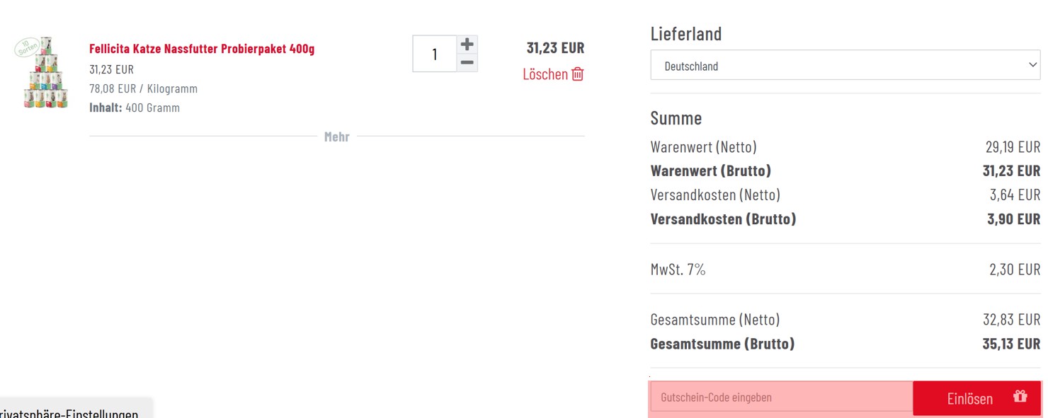 wie ist ein Fellicita Gutscheincode einzulösen