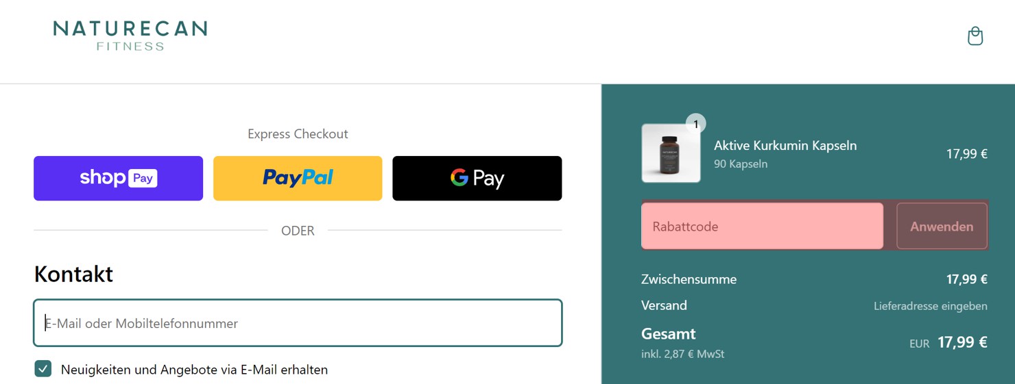 wie ist ein Naturecan Fitness Gutscheincode einzulösen