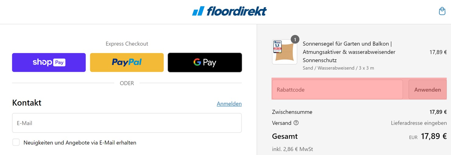 wie ist ein Floordirekt Gutscheincode einzulösen